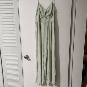 Altar’d State sage mint green cutout wide leg romper